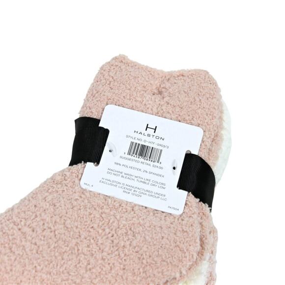 Halston Women's Plush Short Socks 3 Pairs Soft Blush Mauve Pink & Cream NEW - Picture 3 of 7